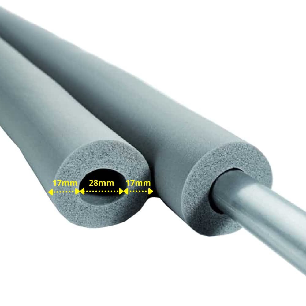 INSUL-TUBE® H PLUS Kautschuk 2m Rohrisolierung Ø 28 mm x 15 mm Dämmung 50% GEG