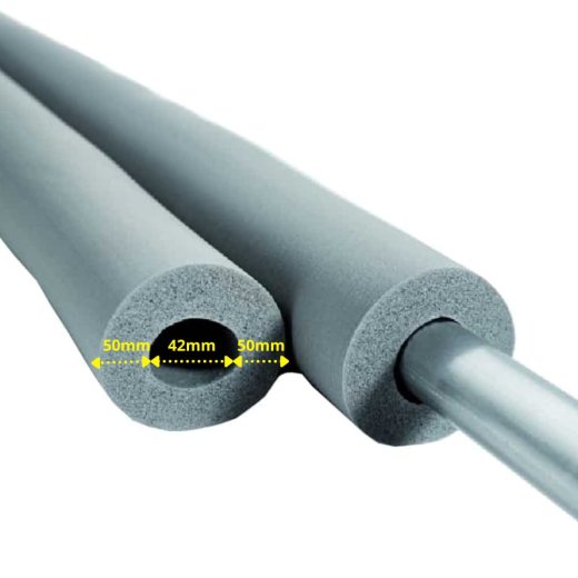 INSUL-TUBE® H PLUS Kautschuk 2m Rohrisolierung Ø 42 mm x 40 mm Dämmung 100% GEG