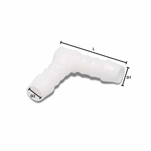Winkel-Schlauchverbinder 3 mm bis 25 mm POM, 0,55 €
