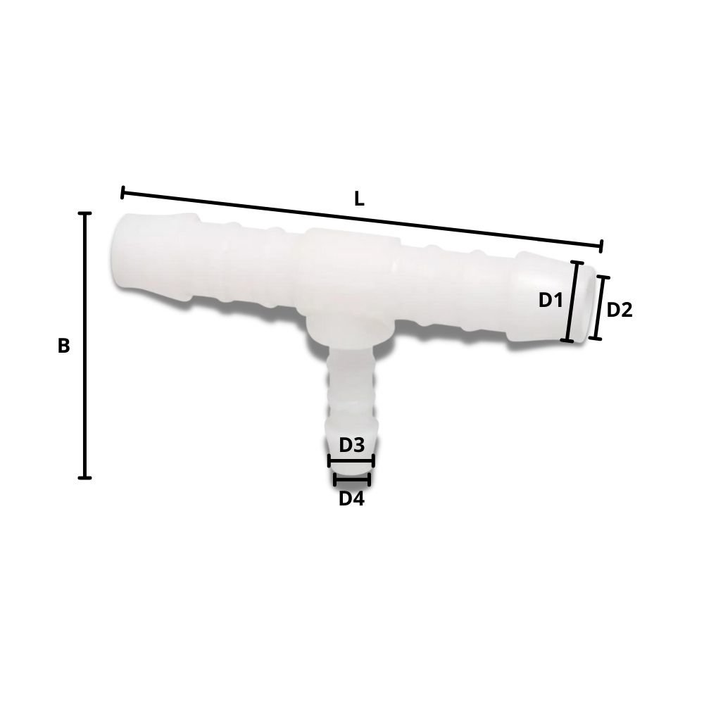 Schlauchverbinder Kunststoff T-Stück reduziert 6 mm x 4 mm x 6 mm