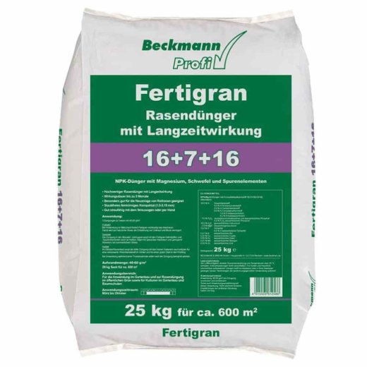 25kg Rasendünger Fertigran 16+7+16 mit Langzeitwirkung für ca.600m²