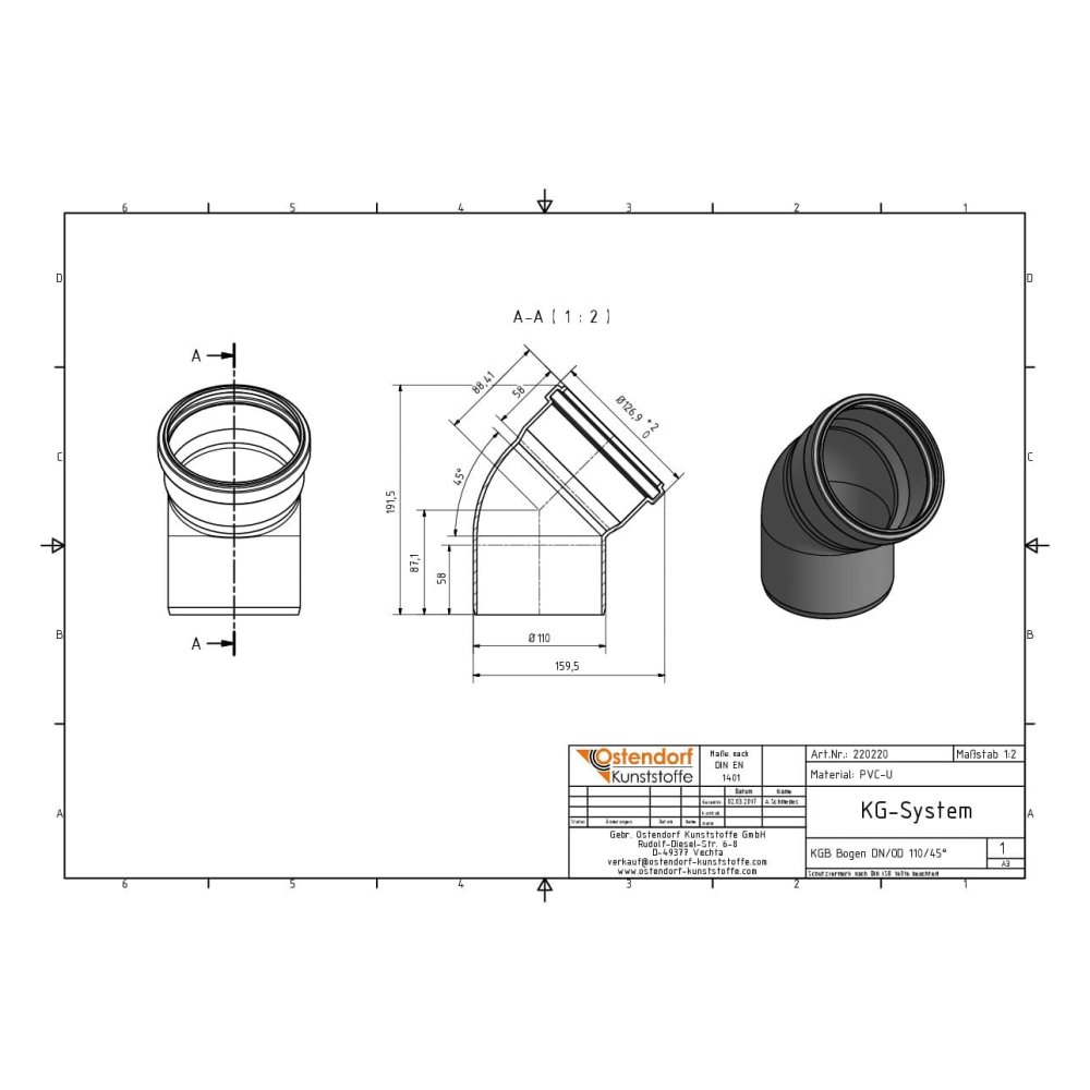 KGB  Bogen DN/OD 110             45 Grad