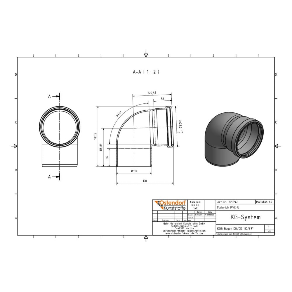 KGB  Bogen DN/OD 110             87 Grad