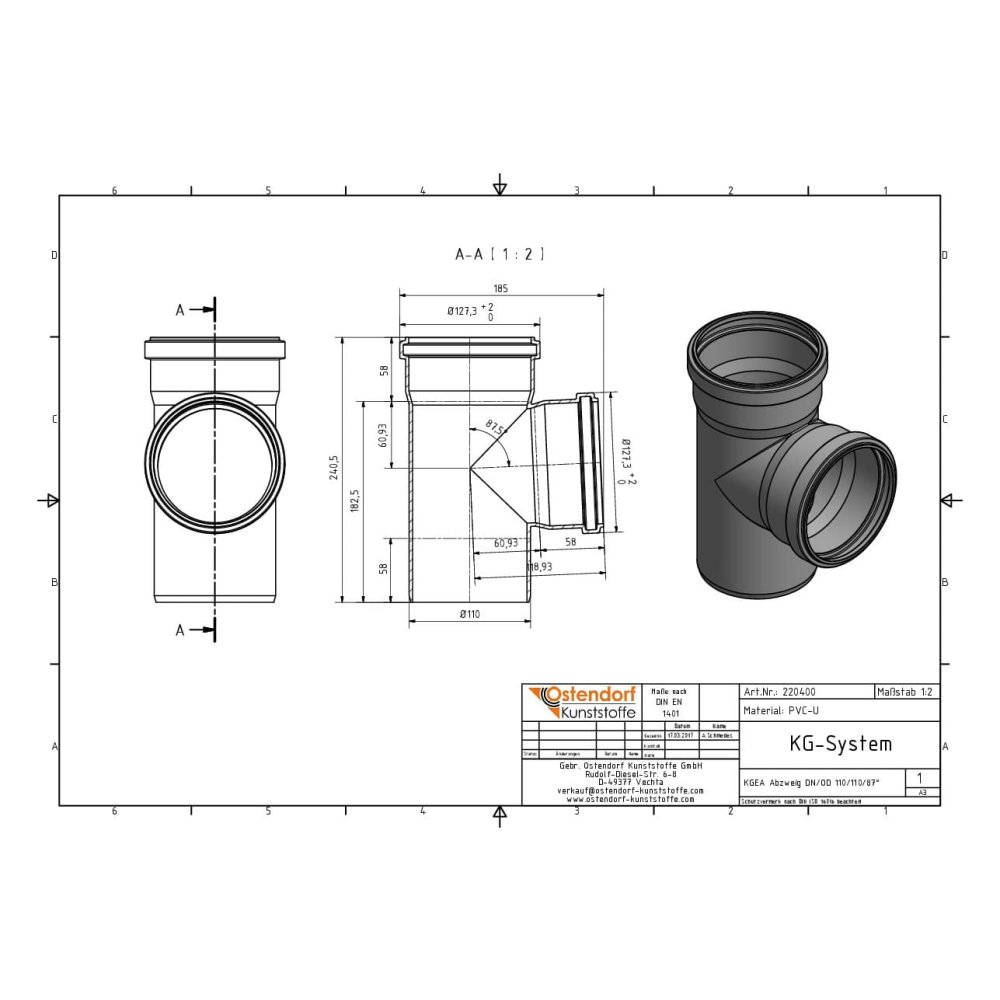 KGEA Abzweig DN/OD 110/110         87 Grad