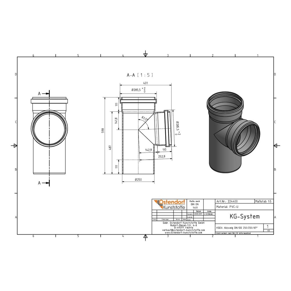 KGEA Abzweig DN/OD 250/250   87 Grad