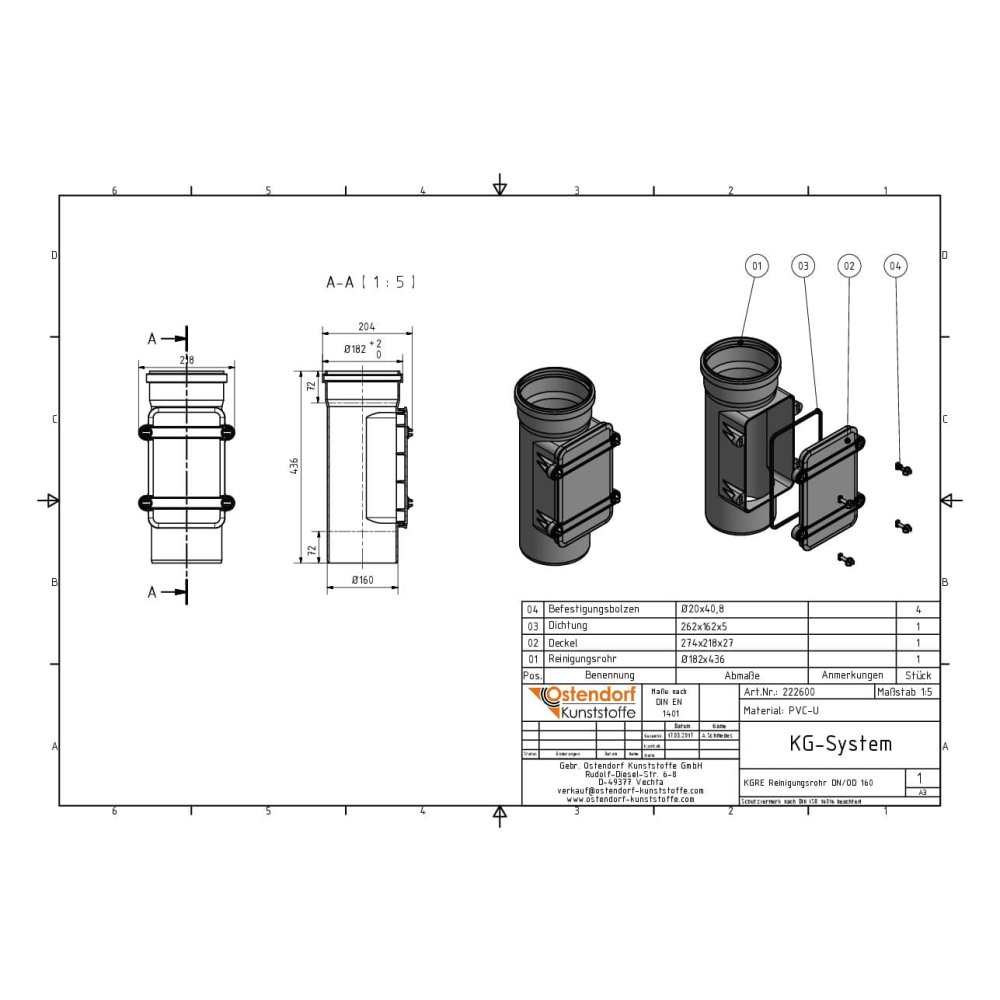 KGRE Reinigungsrohr DN/OD 160