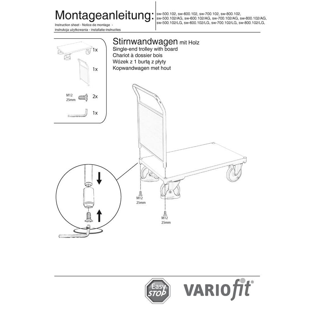 Stirnwandwagen 500 kg Typ L + EasySTOP