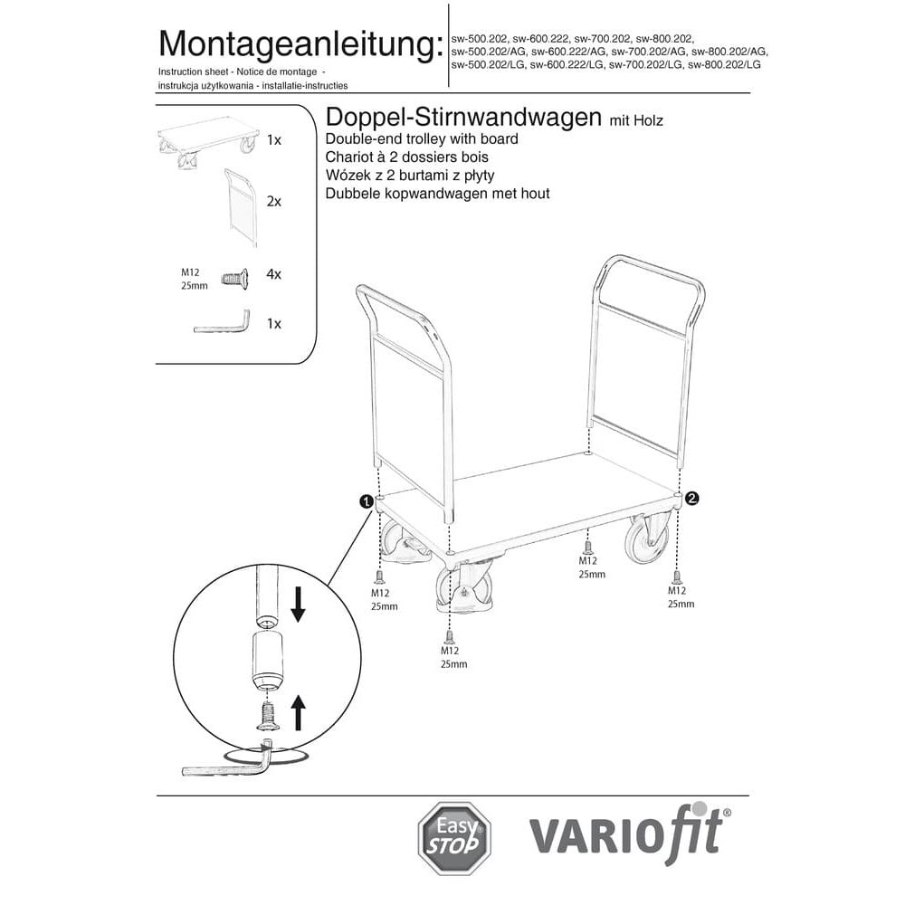 Doppel-Stirnwandwagen 500 kg Typ XL + EasySTOP