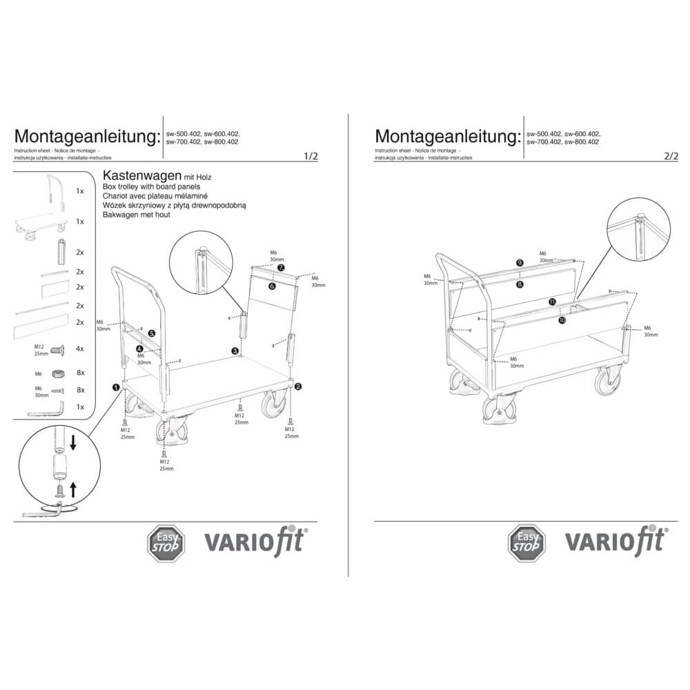 Kasten-/ Bügelwagen Typ XL + EasySTOP