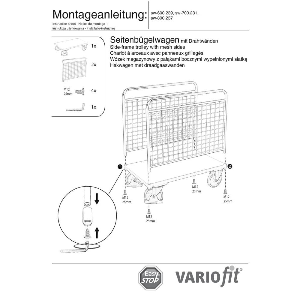 Drahtgitter Seitenbügelwagen Typ M + EasySTOP