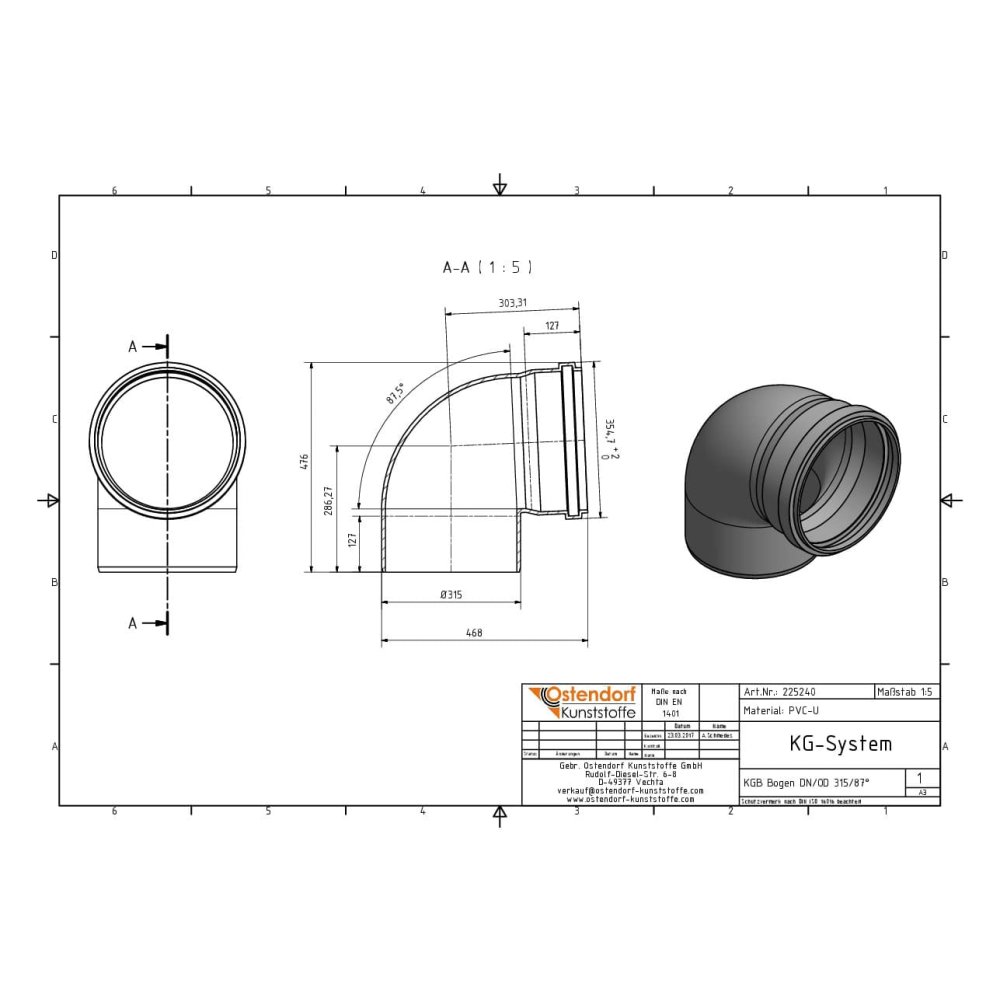 KGB Bogen DN/OD 315   87 Grad