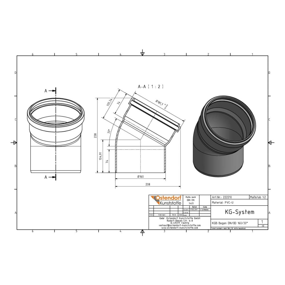 KGB Bogen DN/OD 160   30 Grad