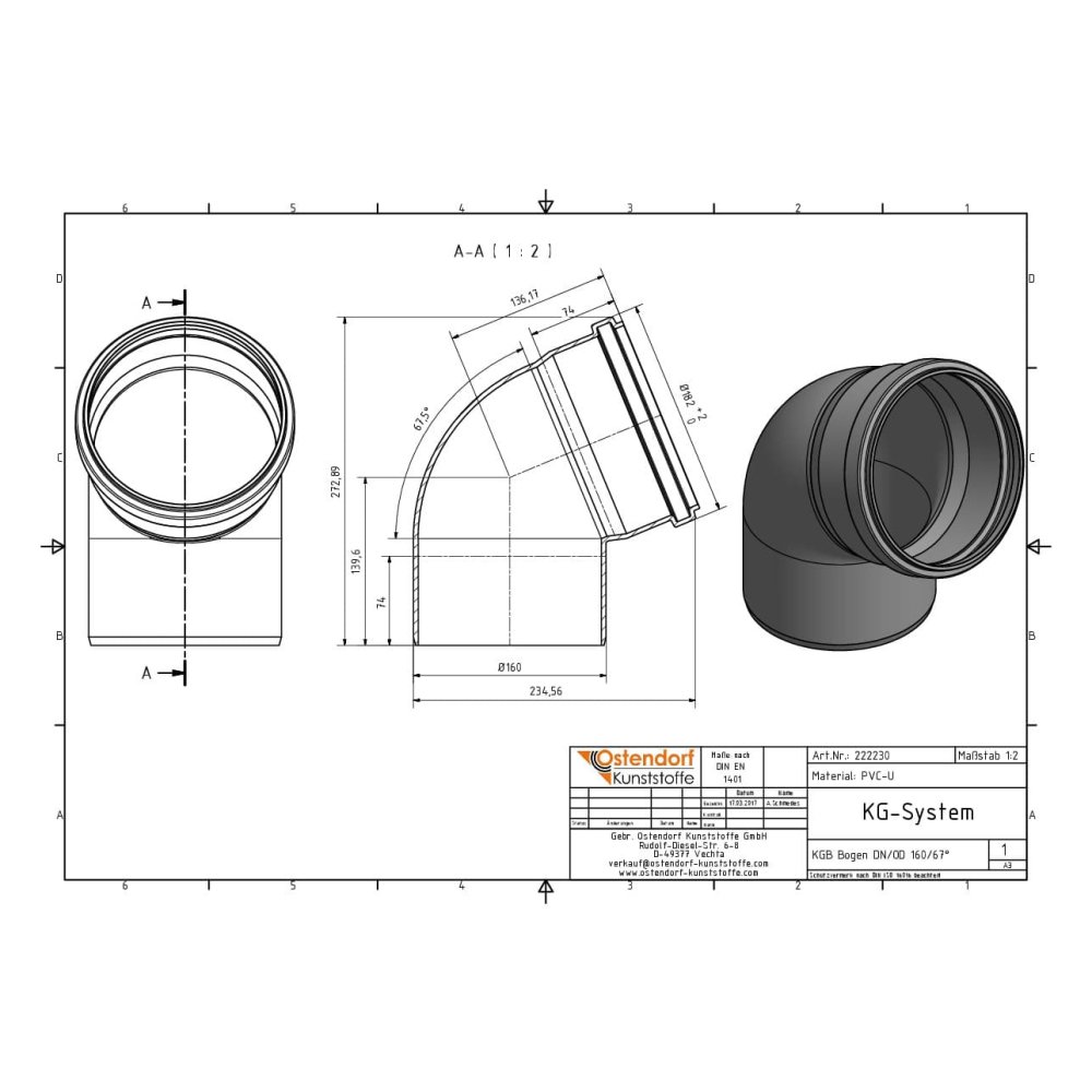 KGB Bogen DN/OD 160   67 Grad