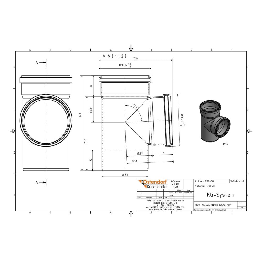 KGEA Abzweig DN/OD 160/160   87 Grad