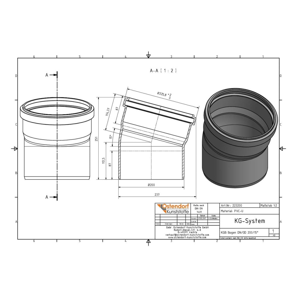 KGB Bogen DN/OD 200   15 Grad
