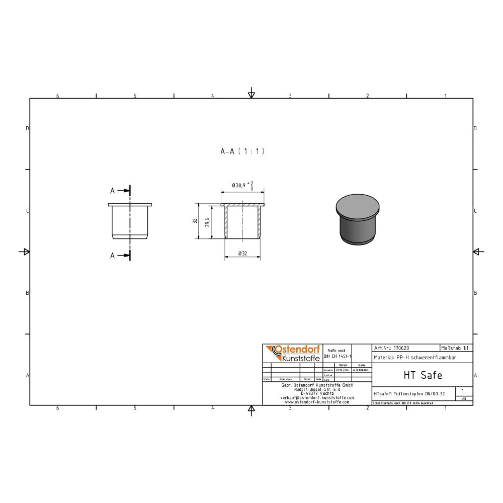 HTsafeM Muffenstopfen DN/OD 32