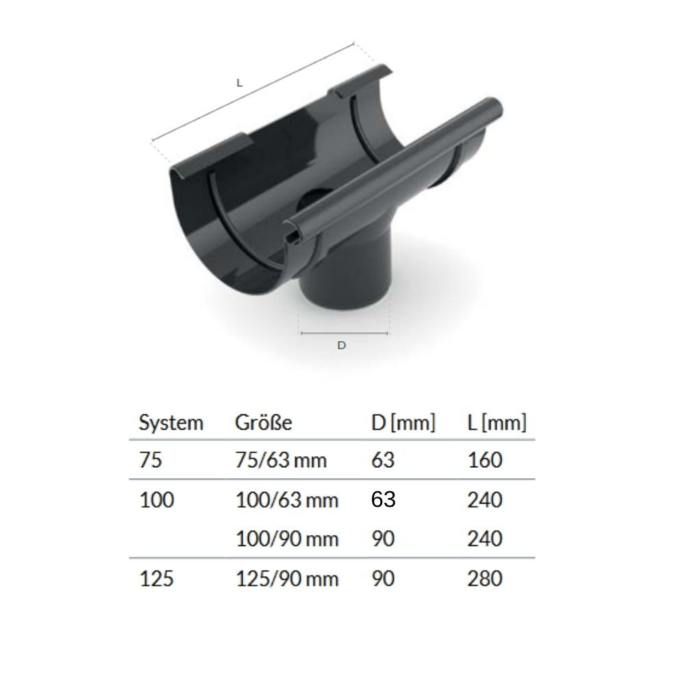 Stutzen graphit System 75/63