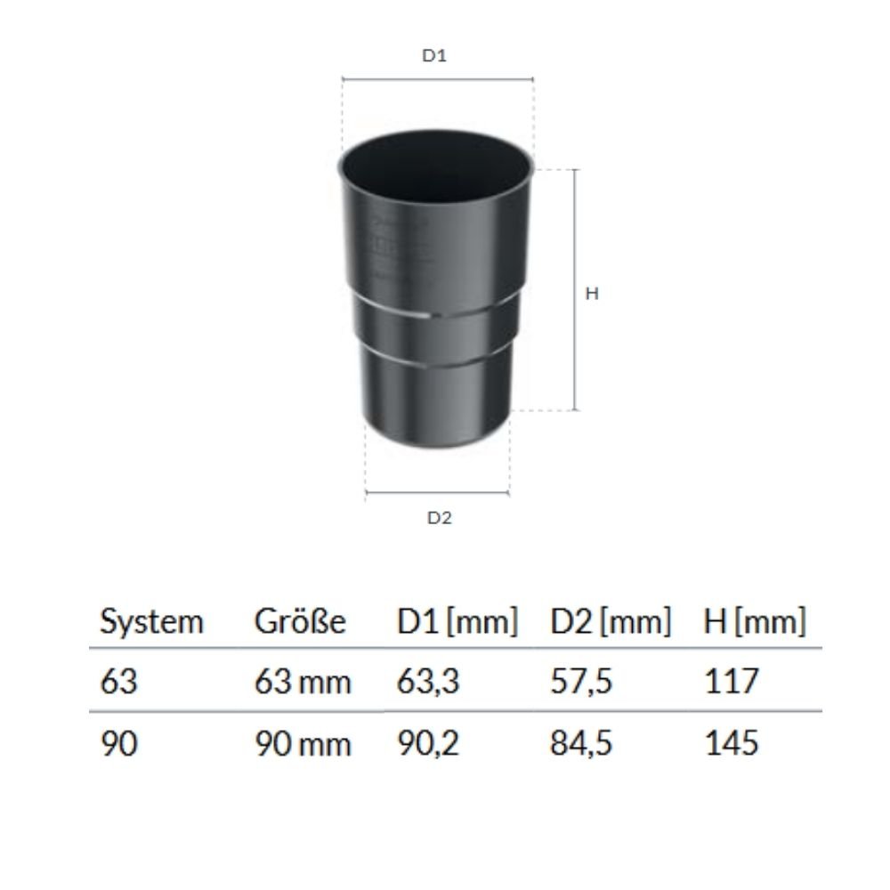 Fallrohrverbindung/-muffe braun System 63