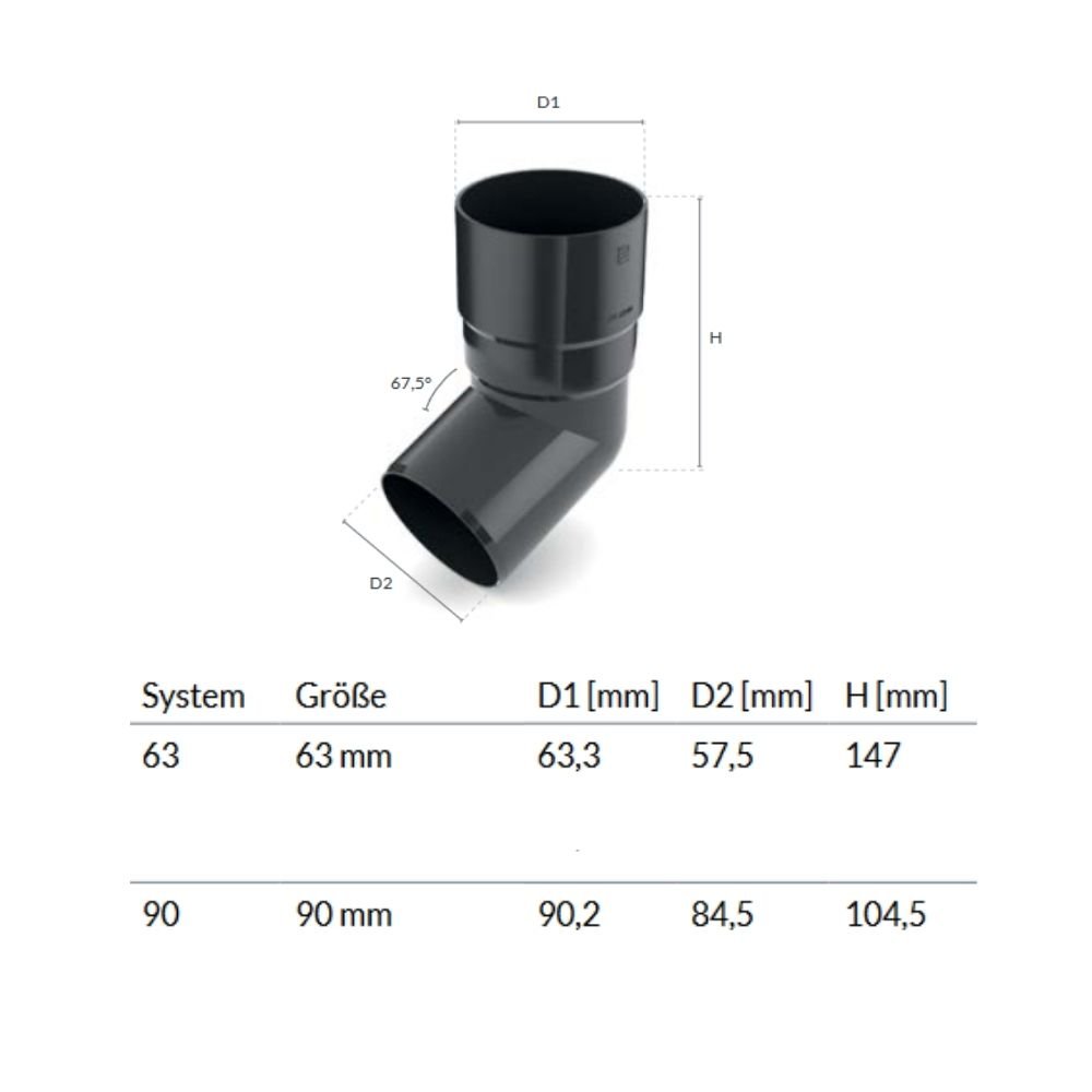 Bogen 67,5° braun System 63