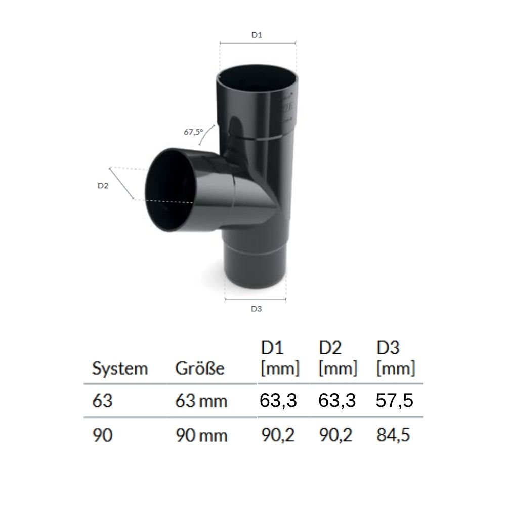 T-Stück graphit System 63