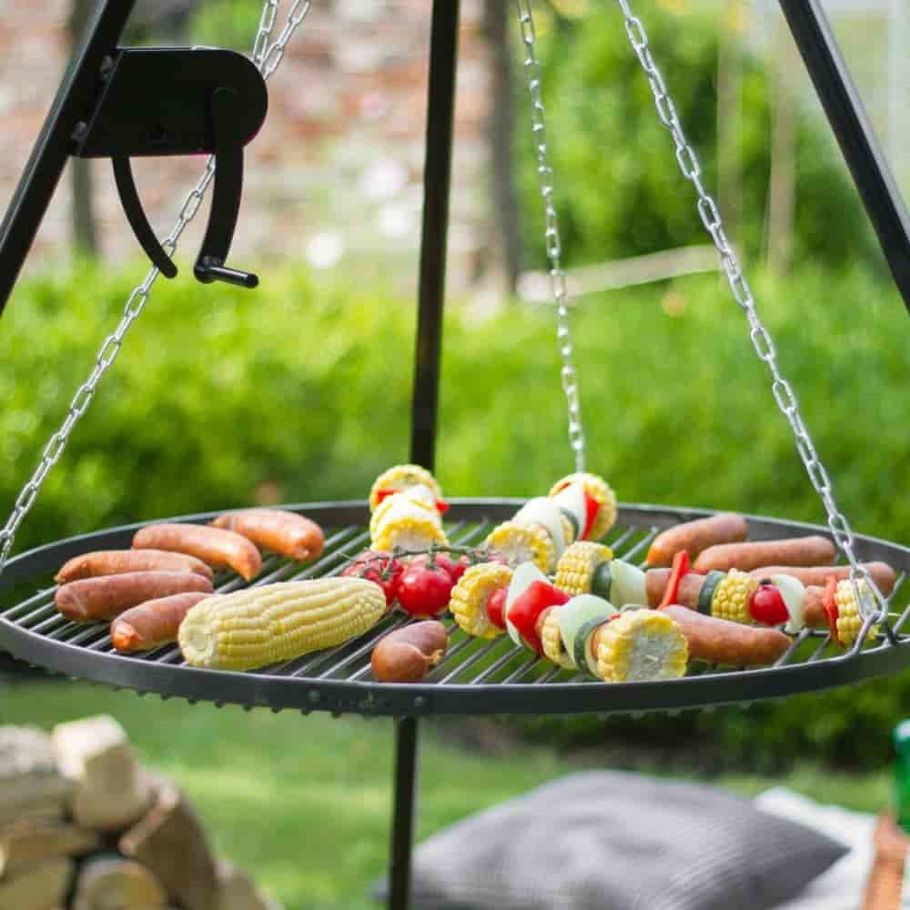 Schwenkgrill 180 cm + Grillrost aus Edelstahl 50 cm + Kurbel