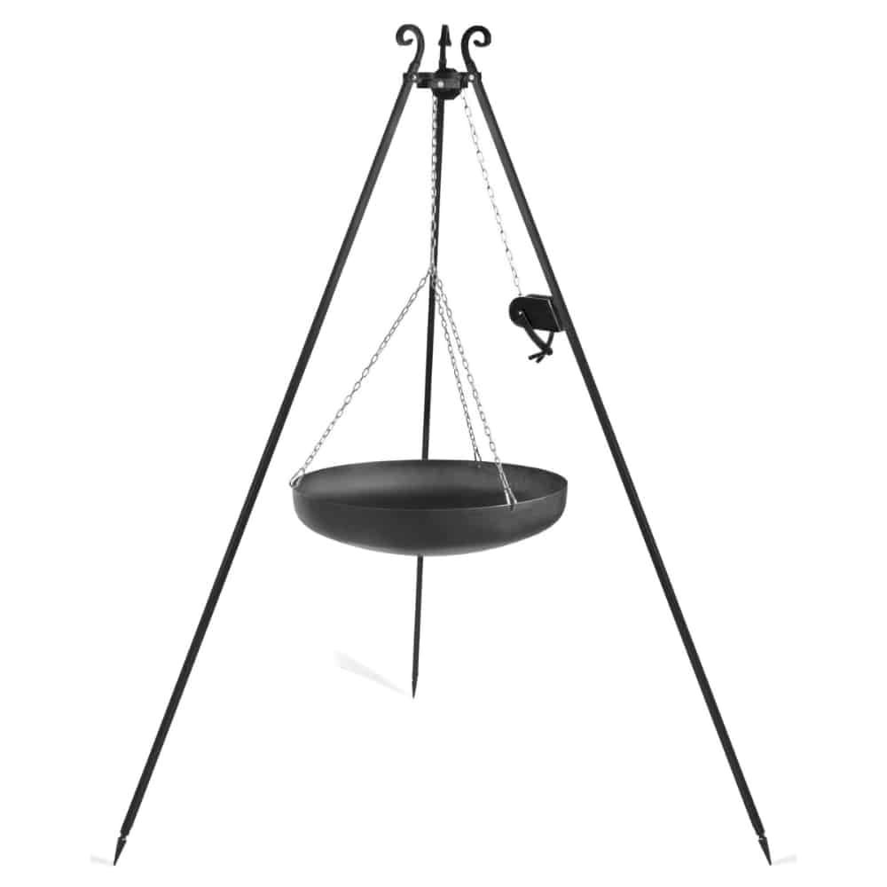 Wok am Dreibein aus Naturstahl 180 cm - 60 cm Durchmesser + Kurbel