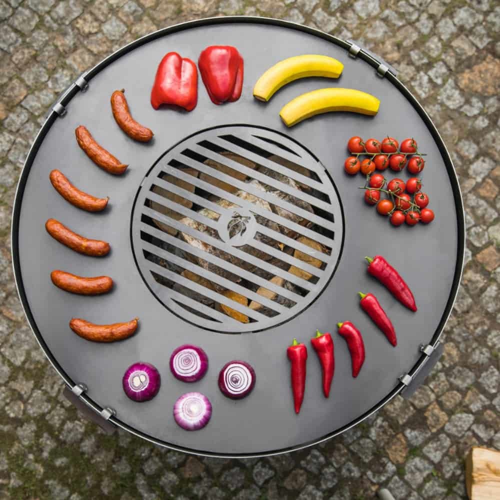 Grillplatte aus Naturstahl für Feuerschale 82 cm + Grillrost 40 cm