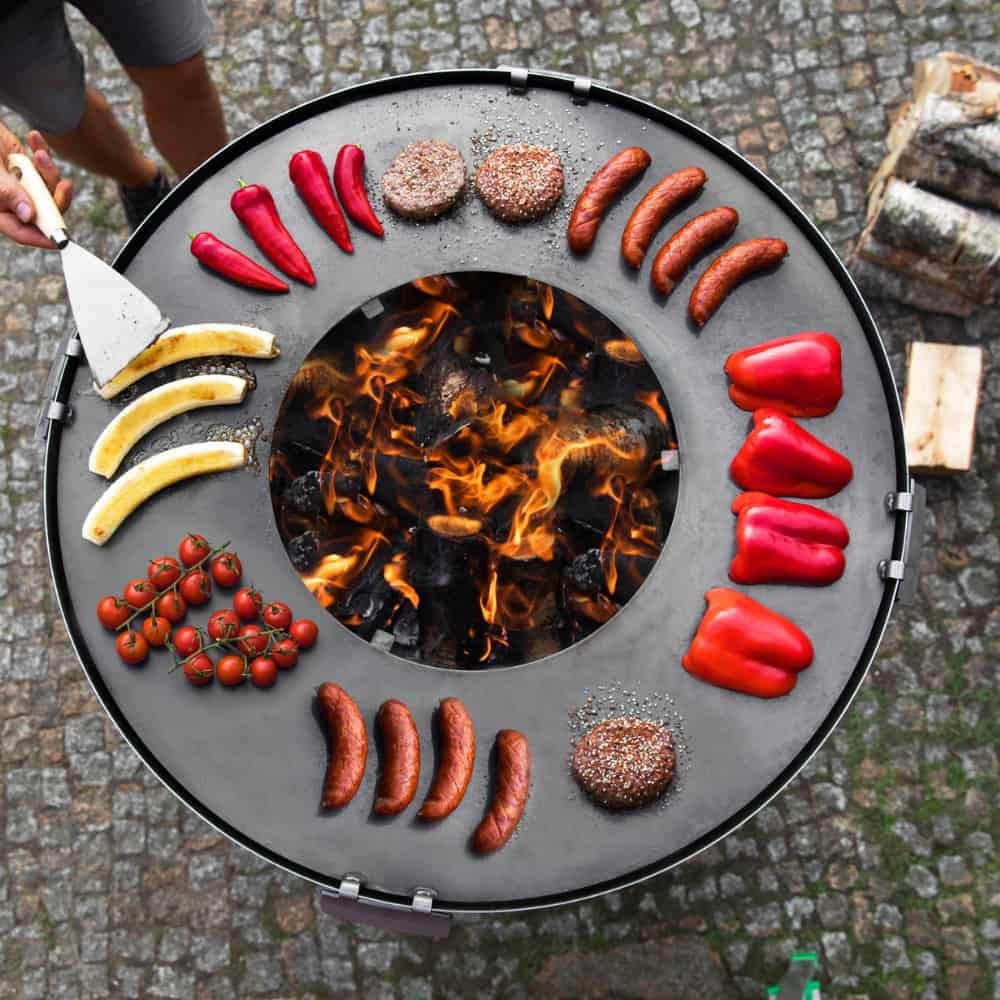 Grillplatte aus Naturstahl für Feuerschale 82 cm + Grillrost 40 cm