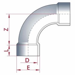 PVC - U 90° Bogen 25 mm PN16